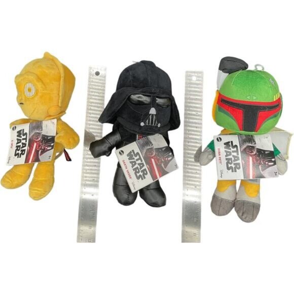 Star Wars Darth Vader C-3PO Boba Fett Plush Toys Set Collectible 9"-10" - Picture 4 of 4